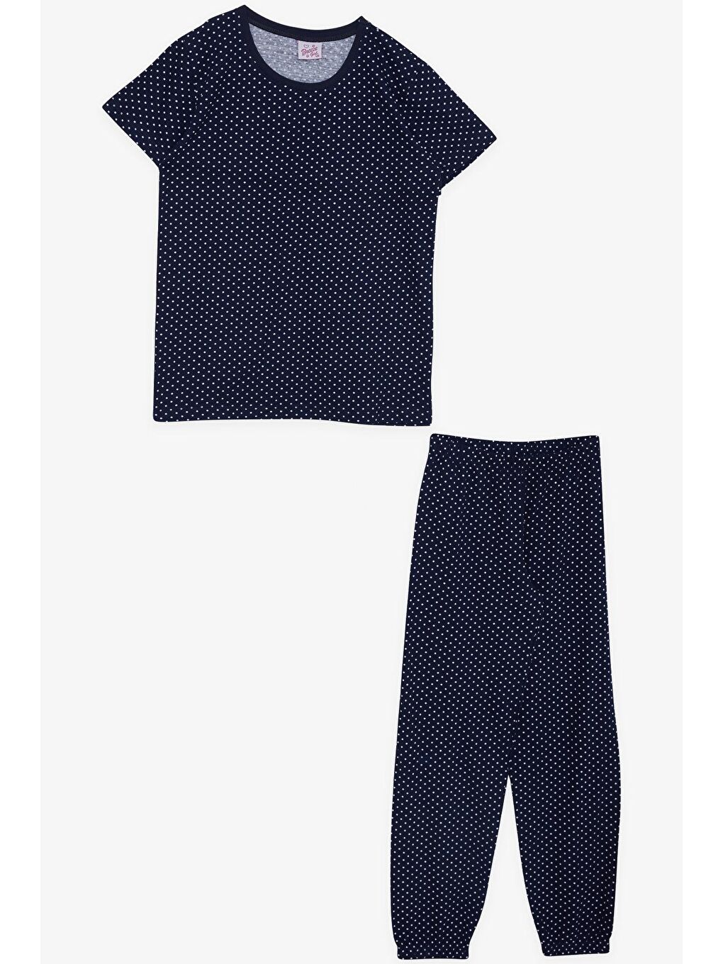 Kız Çocuk Pijama Takımı Puantiye Desenli Lacivert (4-8 Yaş)