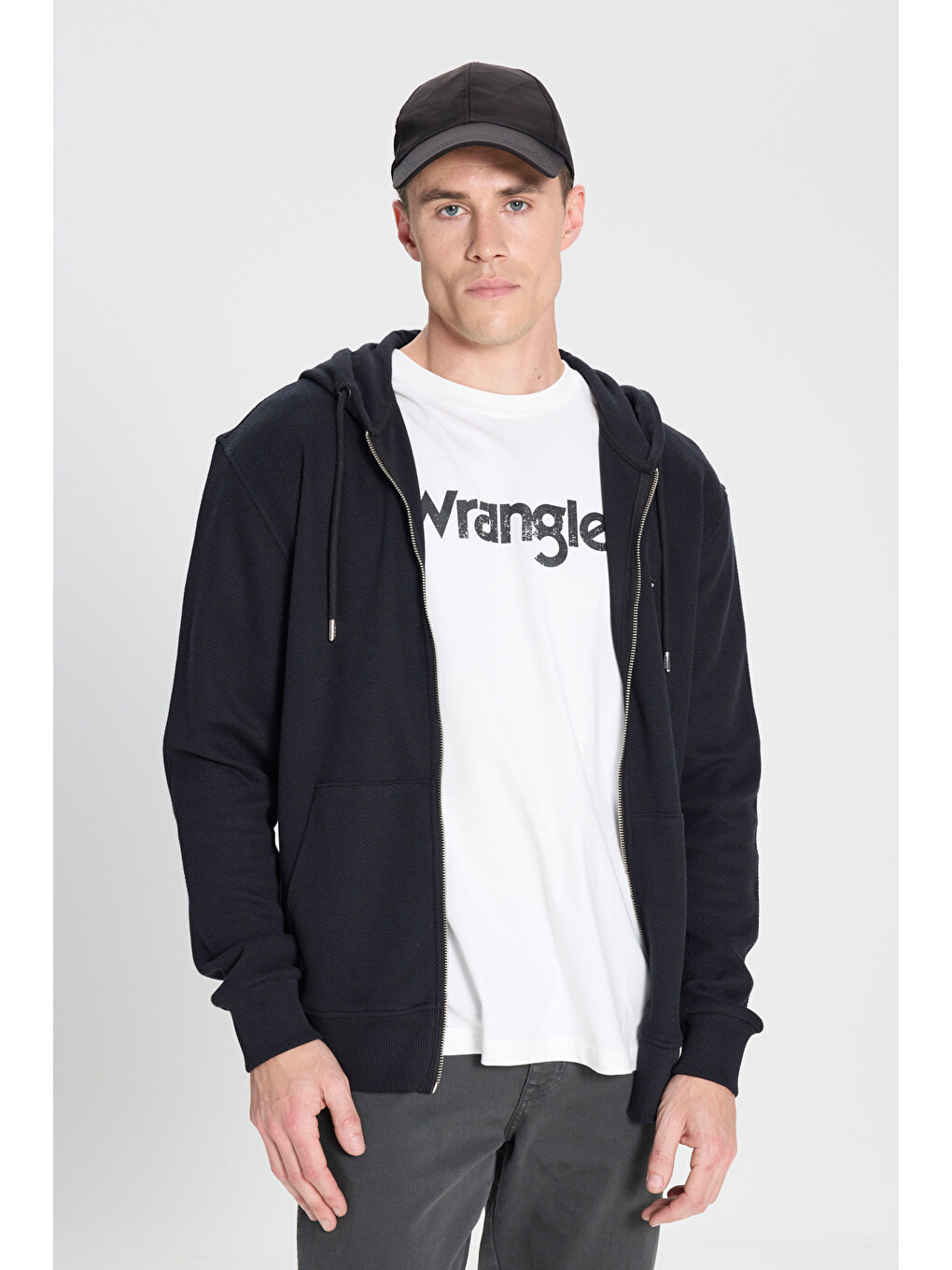 Siyah Regular Fit Normal Kesim Kapüşonlu %100 Pamuk Sweatshirt Ceket