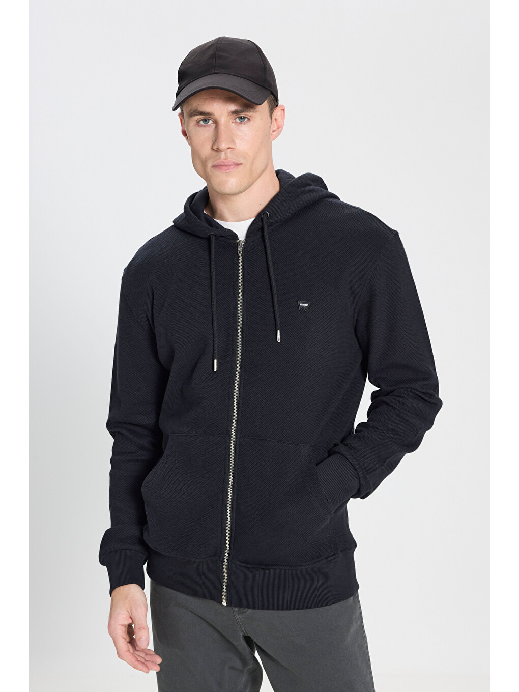 Siyah Regular Fit Normal Kesim Kapüşonlu %100 Pamuk Sweatshirt Ceket-1