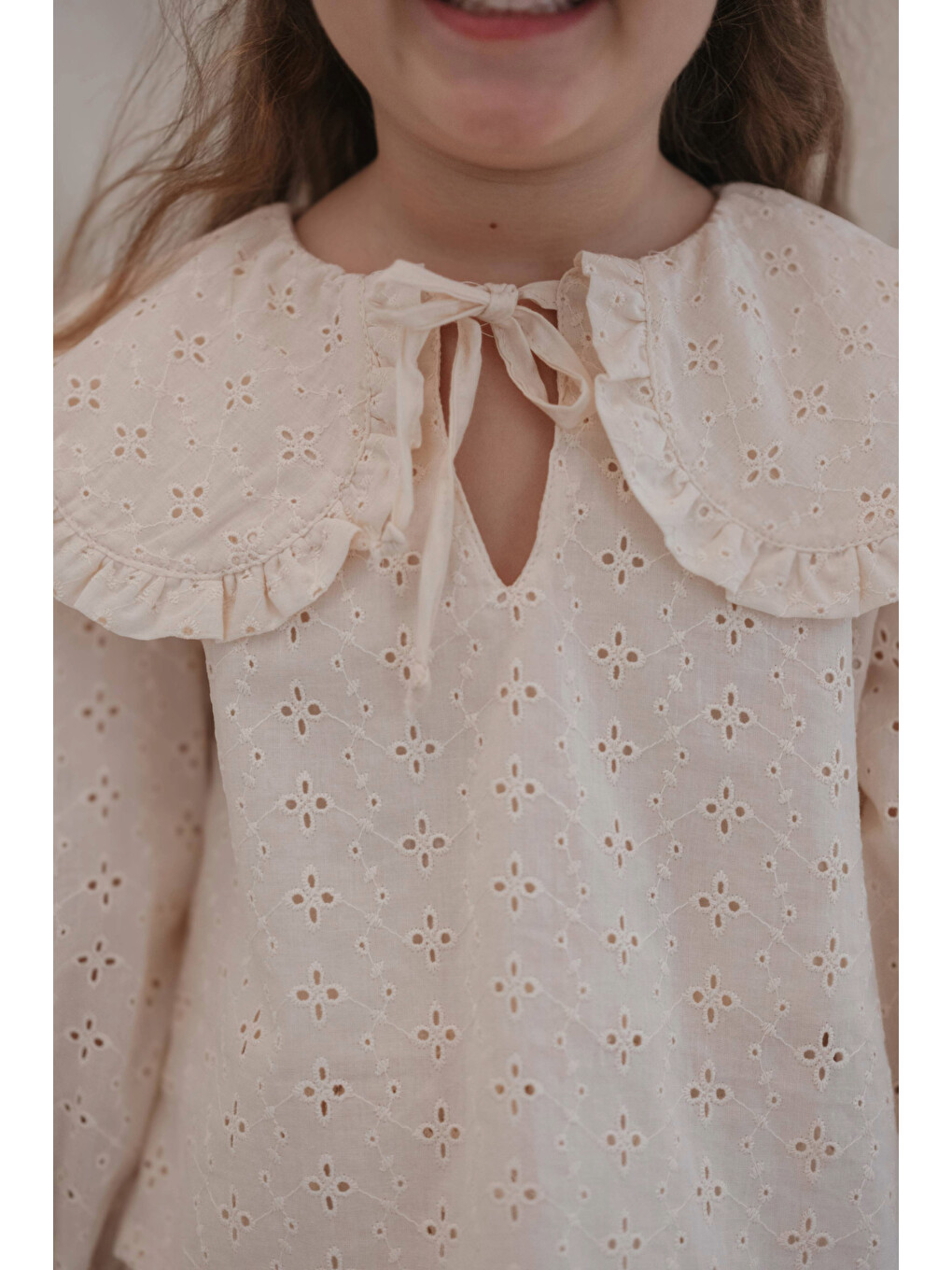 Ekru Krem Luma Vintage Serisi Yaka Detaylı Brode Takım-6