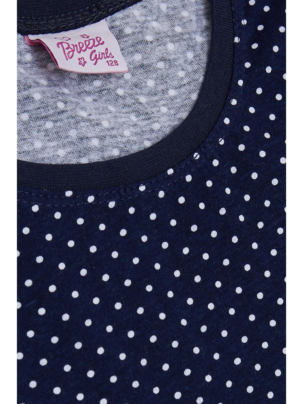 Kız Çocuk Pijama Takımı Puantiye Desenli Lacivert (4-8 Yaş)-4