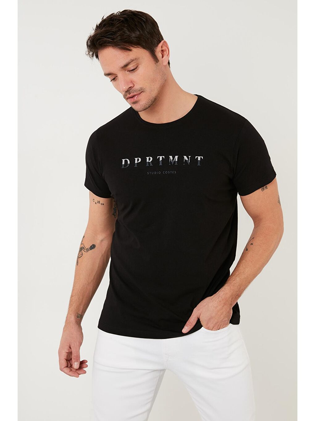 Buratti Siyah Baskılı Bisiklet Yaka Pamuklu Slim Fit T Shirt 541DPRTMNT24 - 1