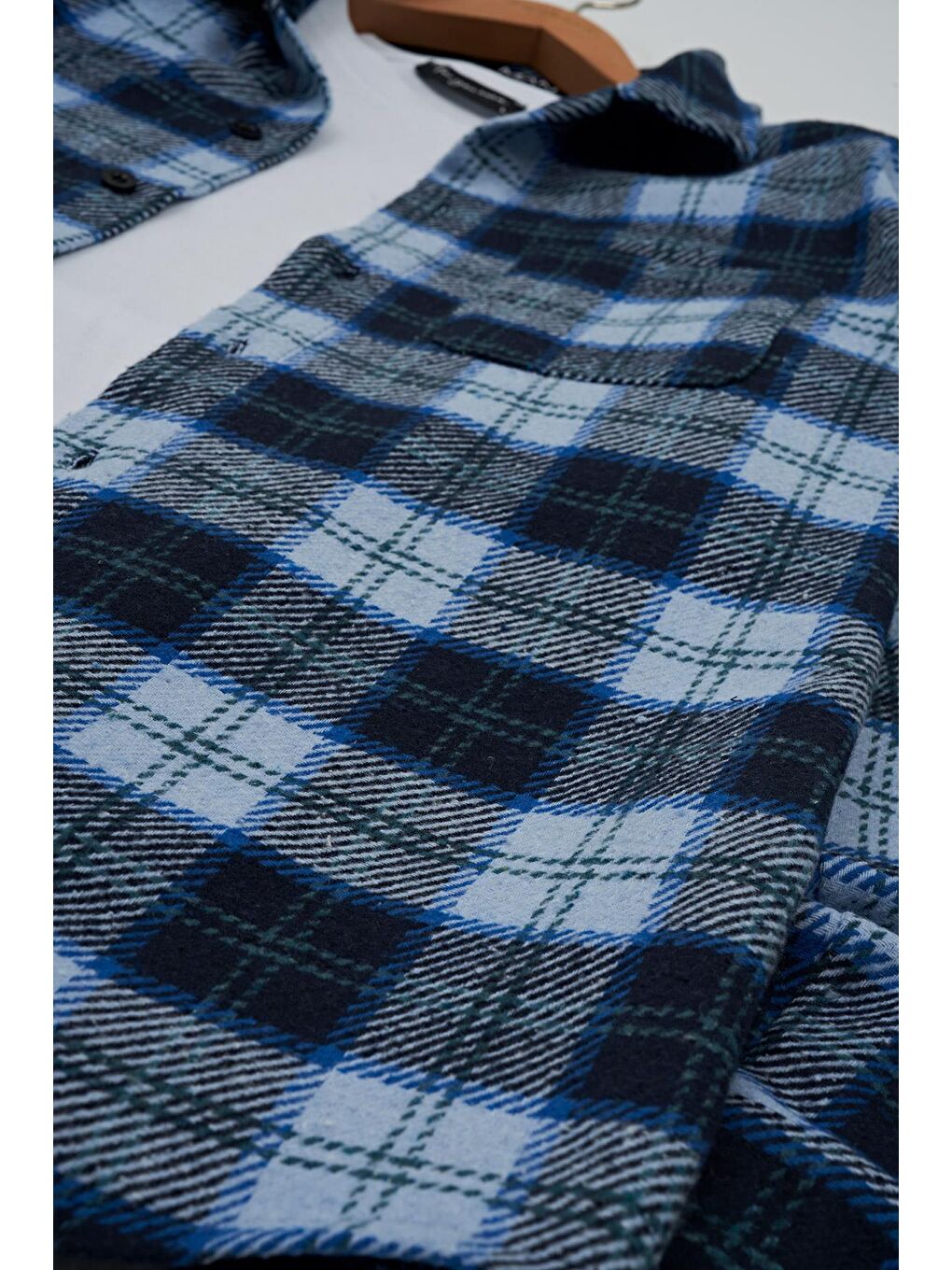 Flanel Regular Mavi Kareli Gömlek-1