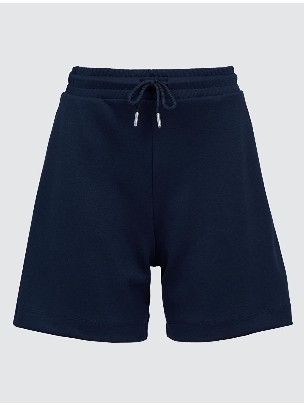 Lacivert Yüksek Bel Cepli Rahat Şort-1