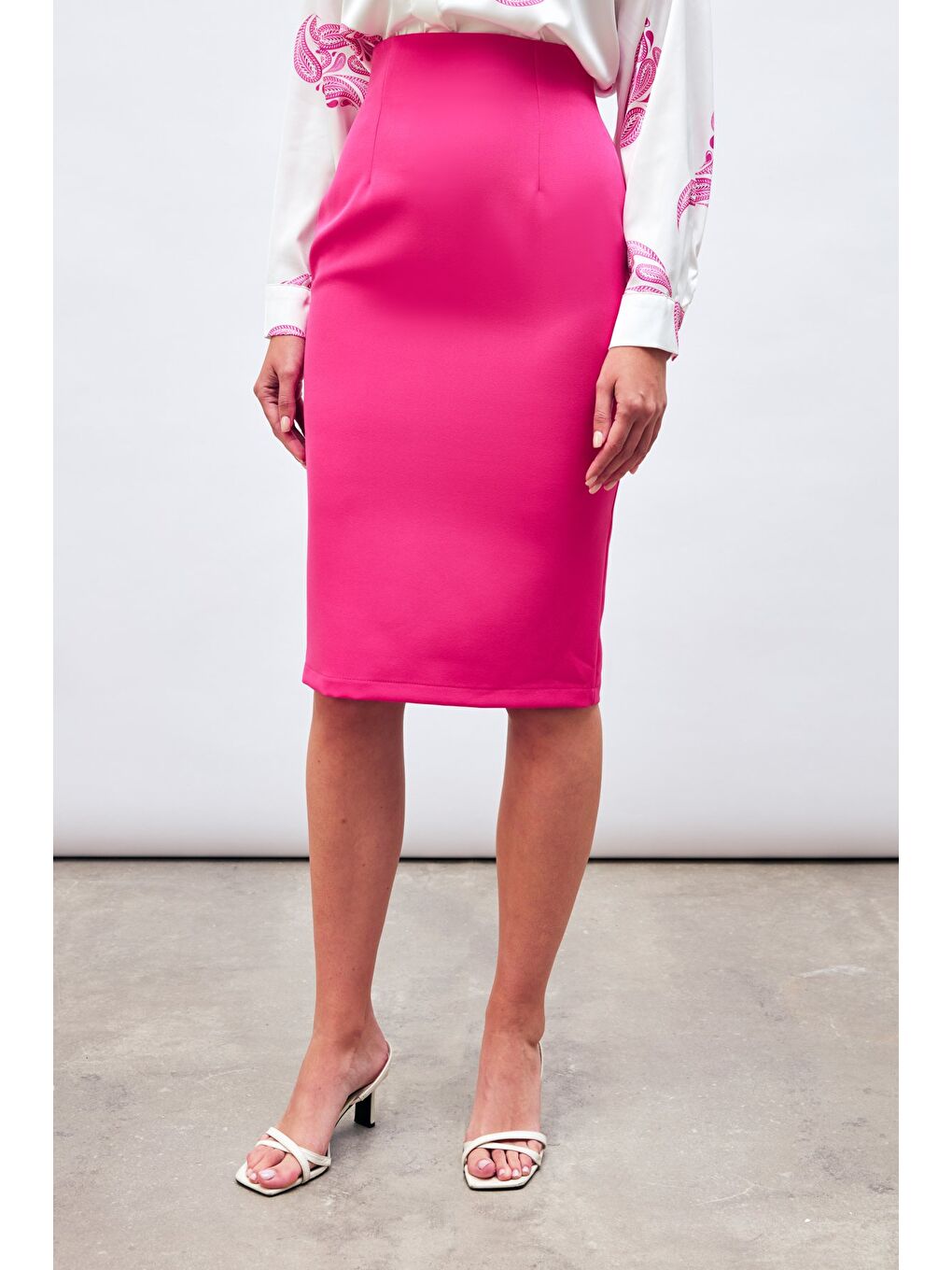 Düz Kalem Etek - Fuşya-4
