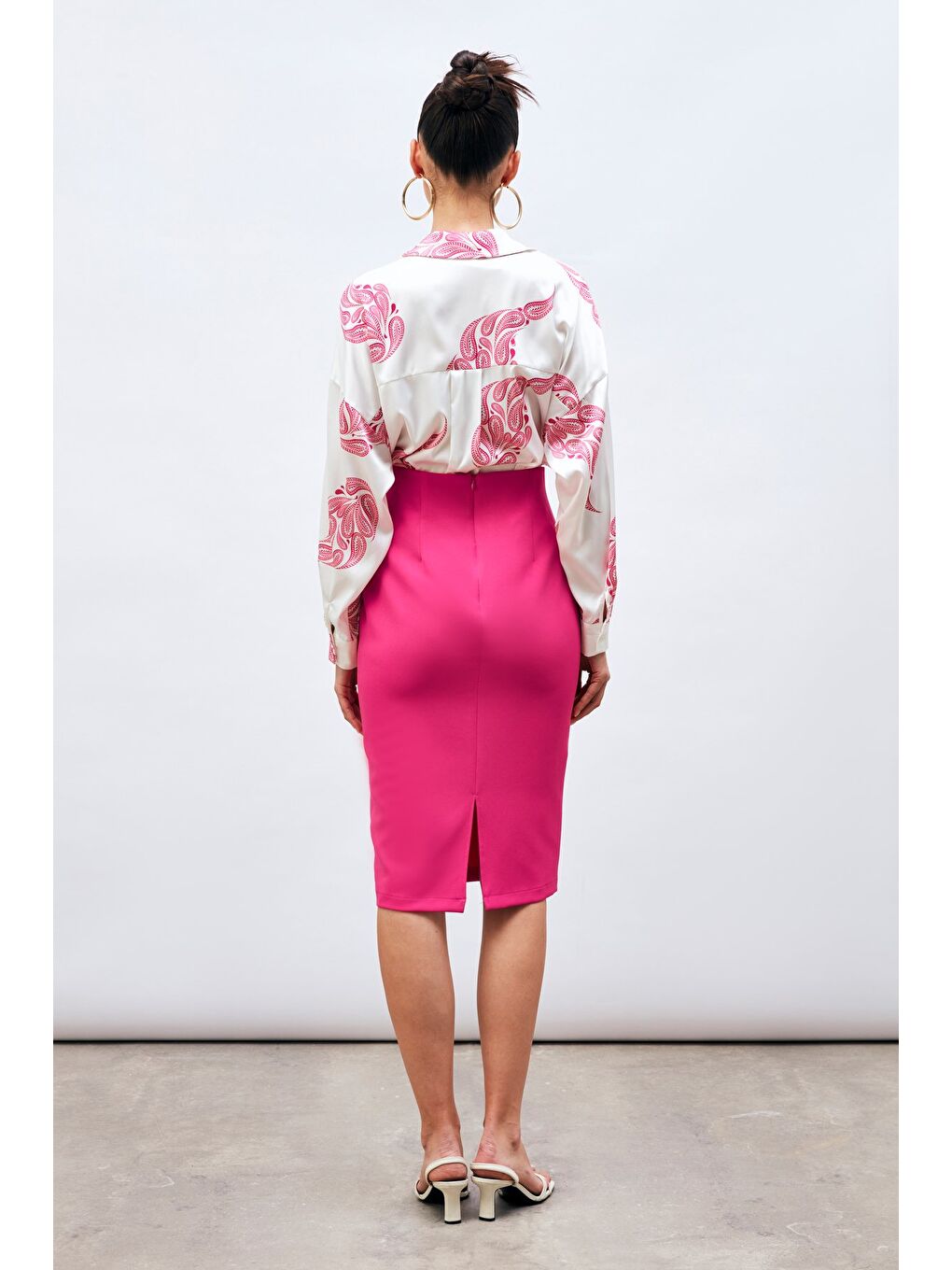 Düz Kalem Etek - Fuşya-6