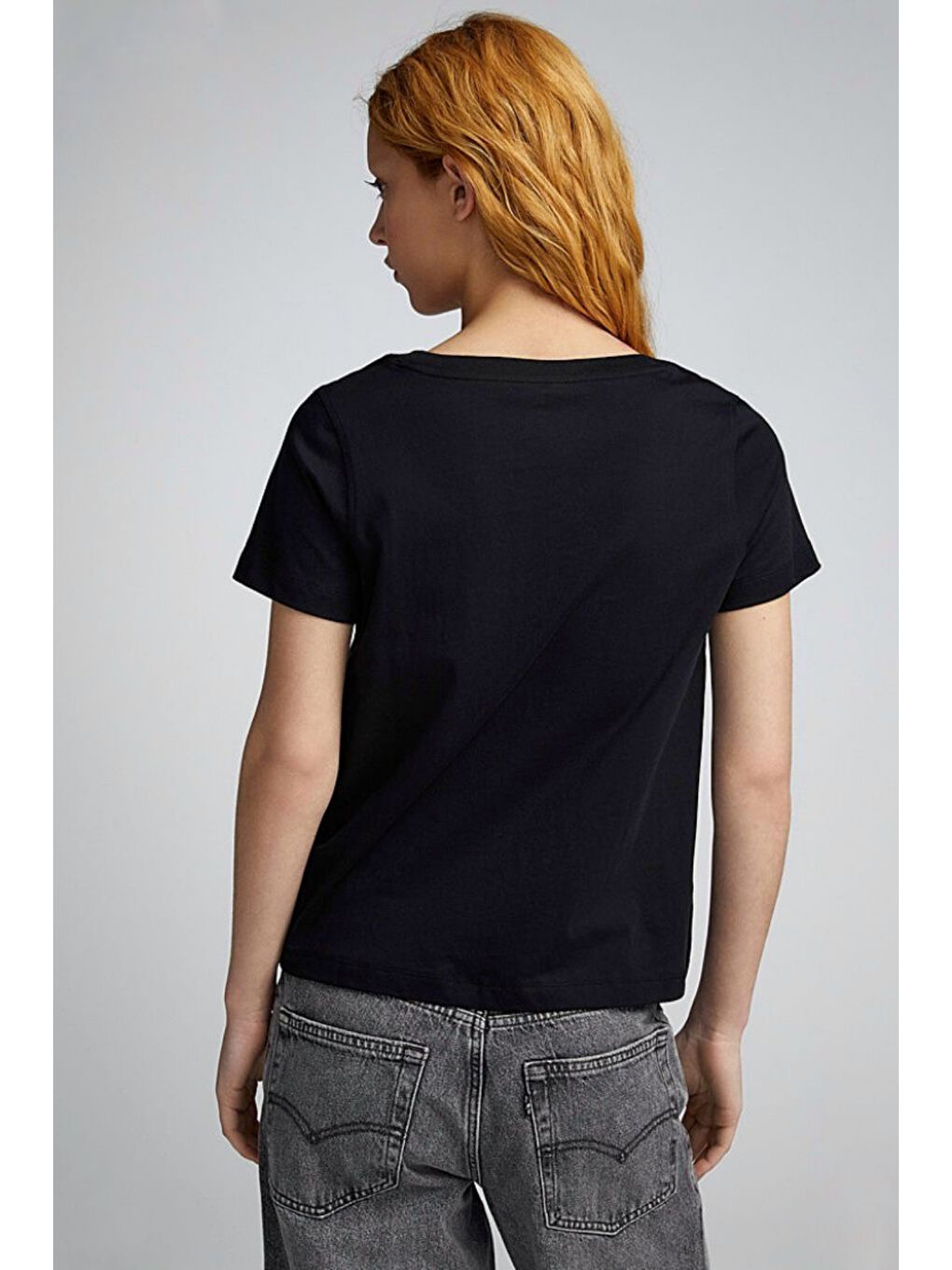 Siyah Kadın Bisiklet Yaka New York Tshirt SPR25TSK21-1