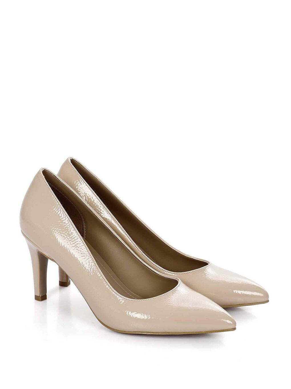 Bej Sivri Burun İnce Ökçe Kadın Topuklu Ayakkabı 37170-1