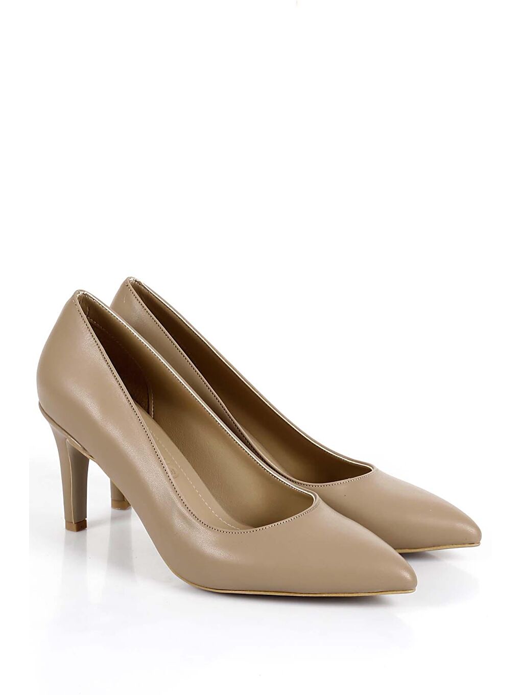 Bej Sivri Burun İnce Ökçe Kadın Topuklu Ayakkabı 37170-1
