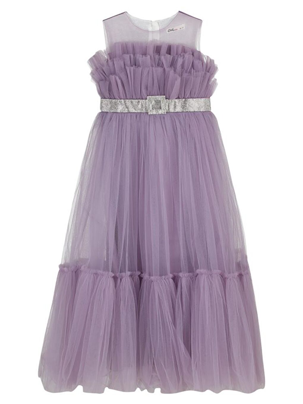 Girls Gümüş Tokalı 6-9 Yaş Abiye - Lila 9-10 Yaş-1