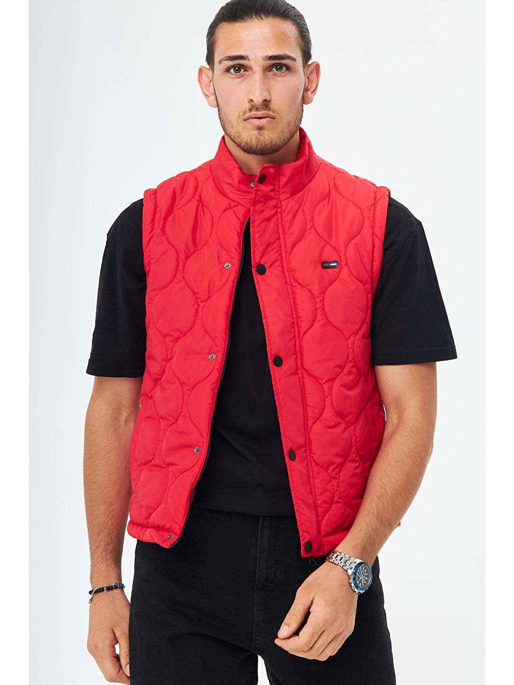 Kırmızı Erkek Soğan Desen Kapitone  Yelek KY-3000