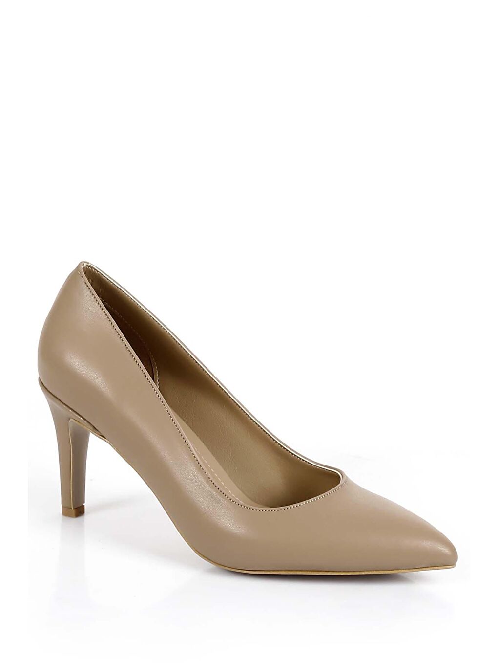 Bej Sivri Burun İnce Ökçe Kadın Topuklu Ayakkabı 37170-4