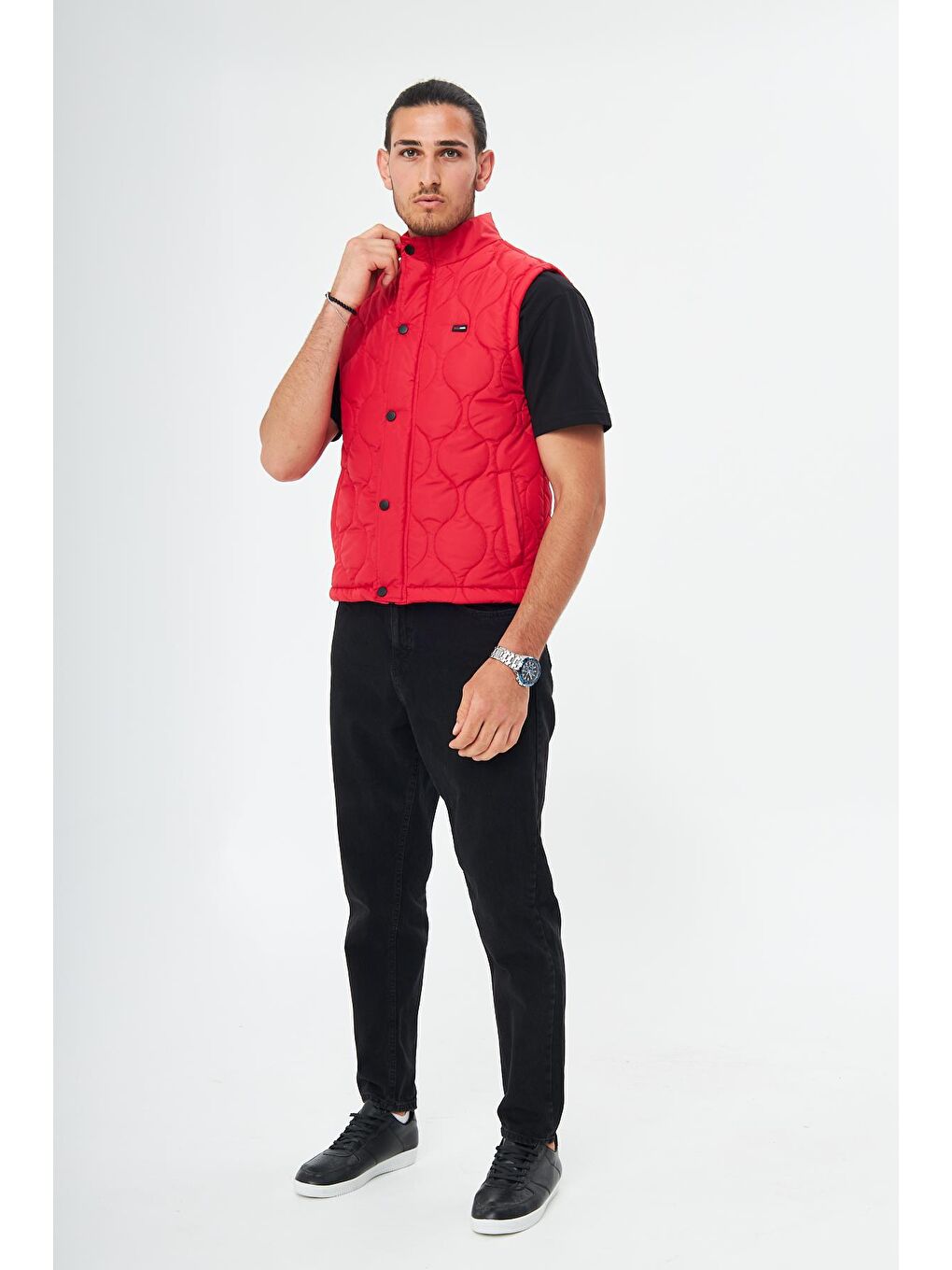 Kırmızı Erkek Soğan Desen Kapitone  Yelek KY-3000-1