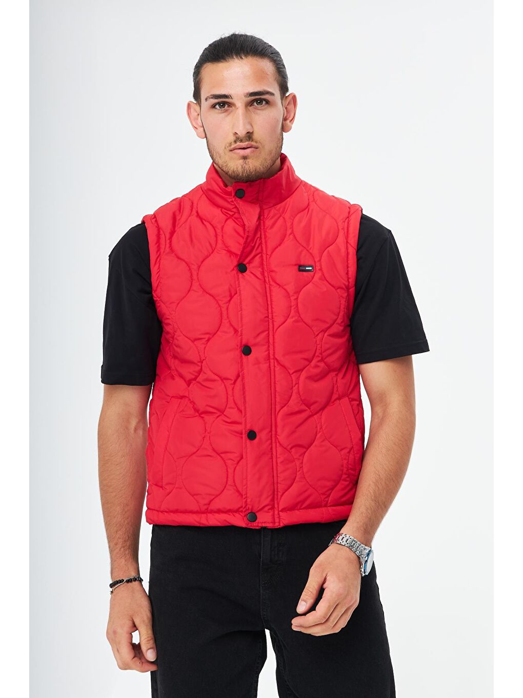 Kırmızı Erkek Soğan Desen Kapitone  Yelek KY-3000-2