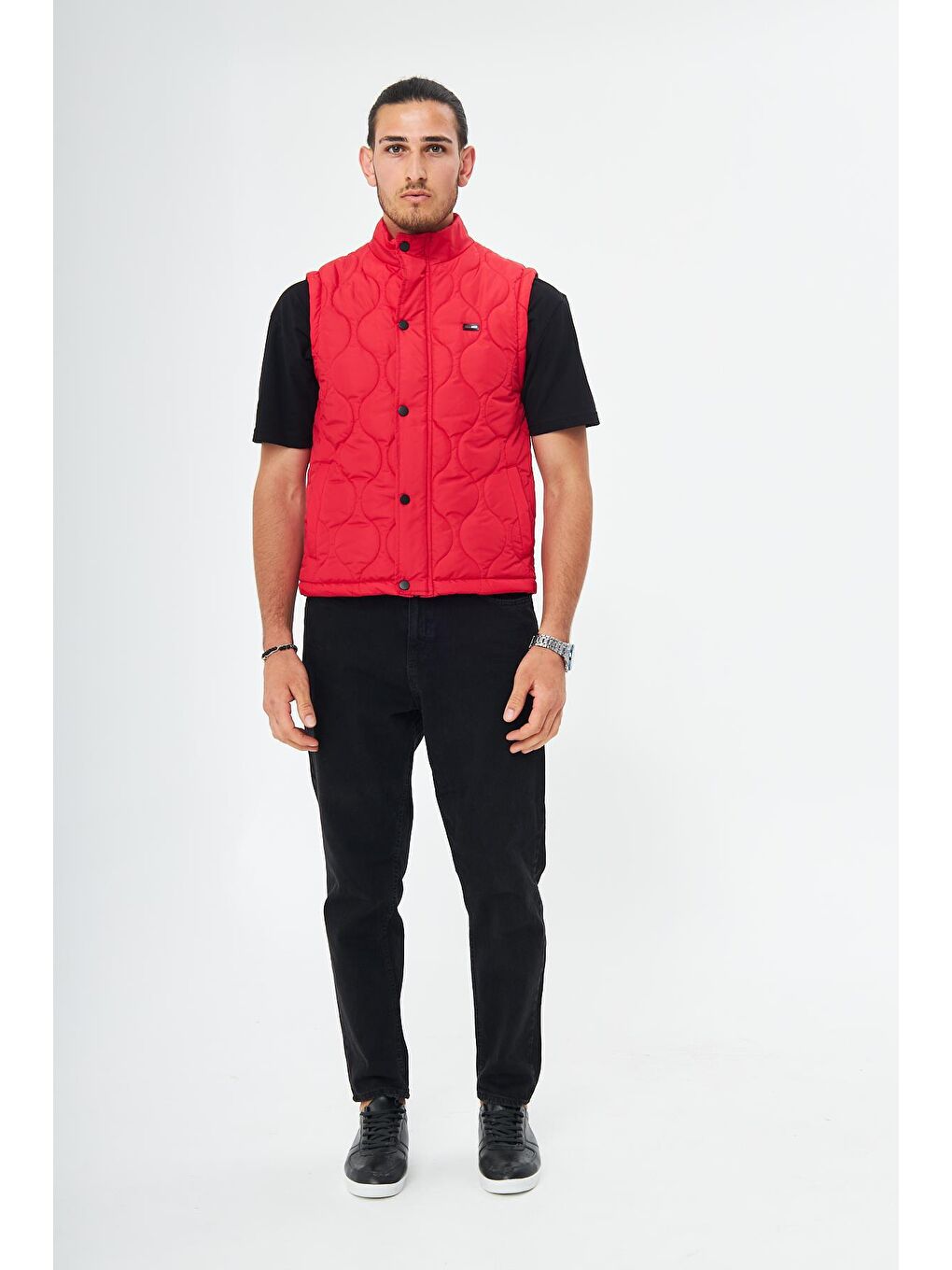 Kırmızı Erkek Soğan Desen Kapitone  Yelek KY-3000-3
