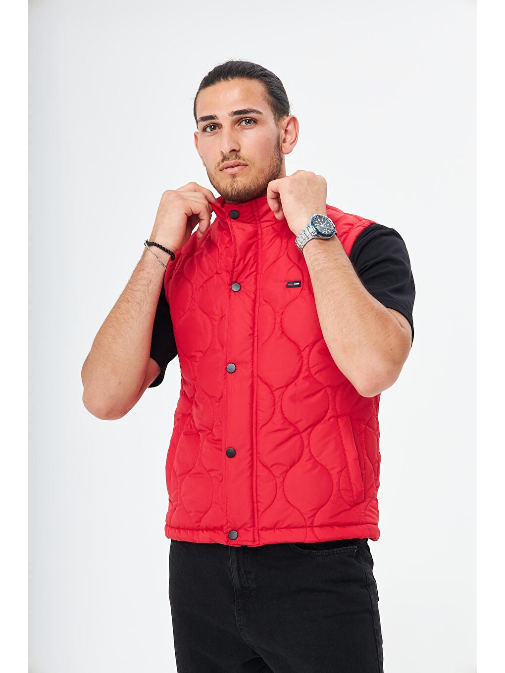 Kırmızı Erkek Soğan Desen Kapitone  Yelek KY-3000-4