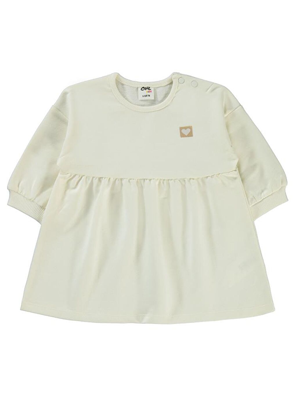 Baby Basic Kalp Etiketli 6-18 Ay Elbise - Ekru 18-24 Ay-1