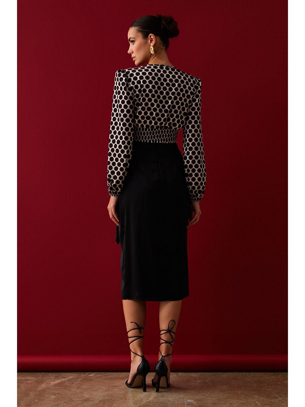 Bağlamalı Saten Etek - Siyah-4