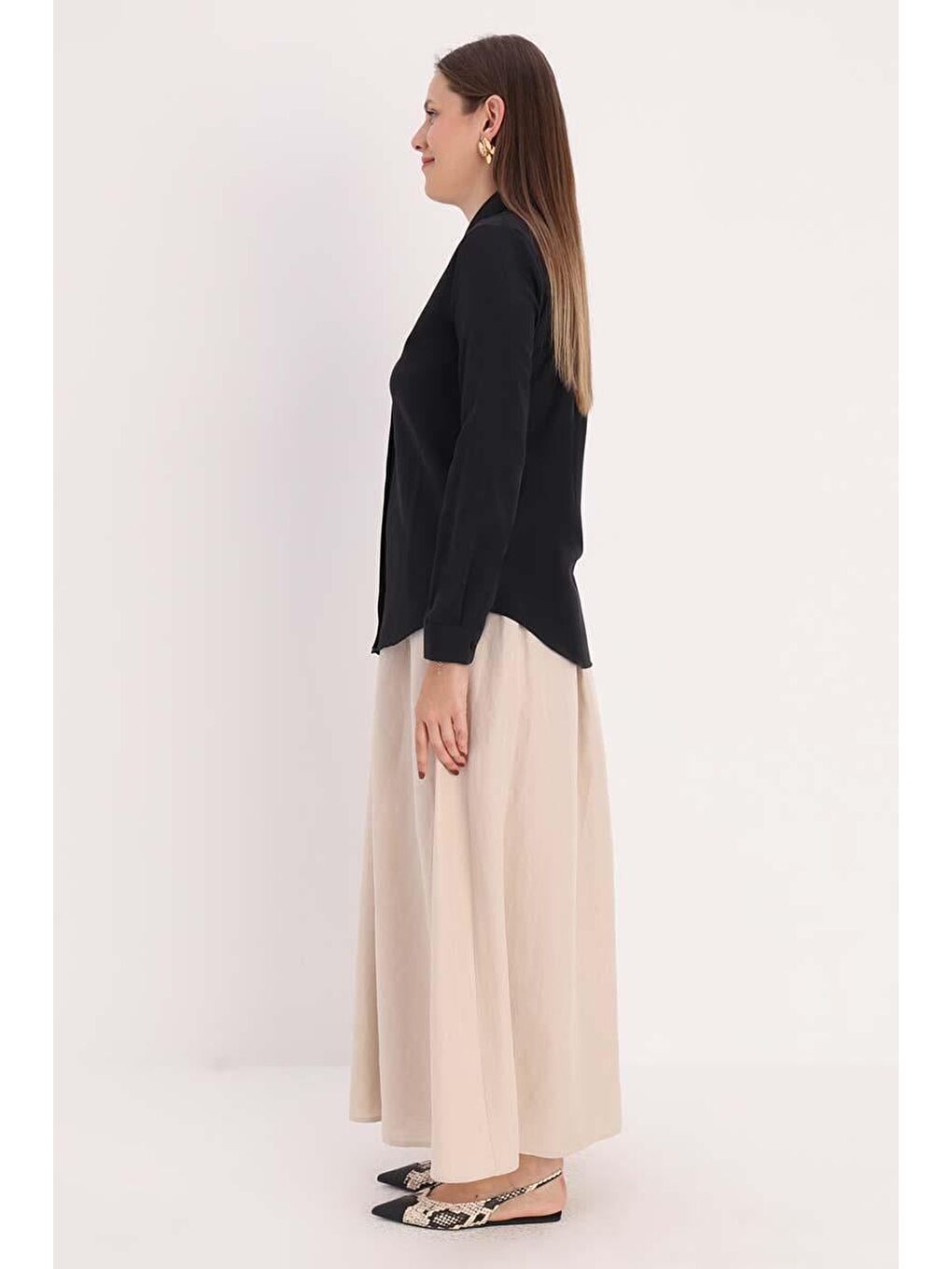 Siyah Basic Gizli Patlı Gömlek-2