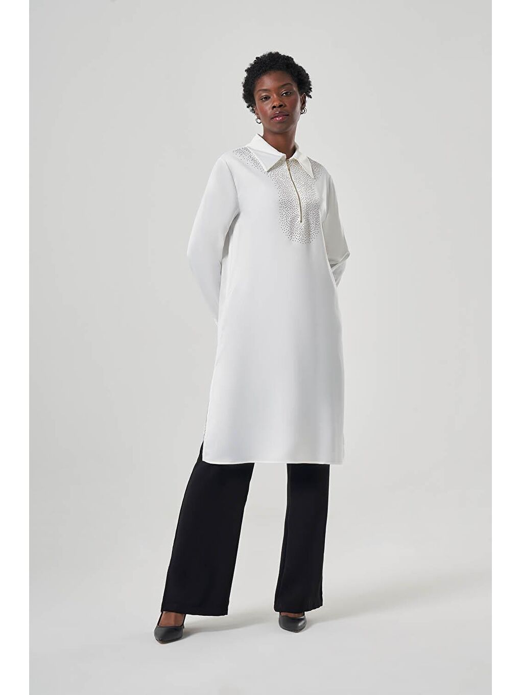 Sinyorita Uzun Ekru Tunik