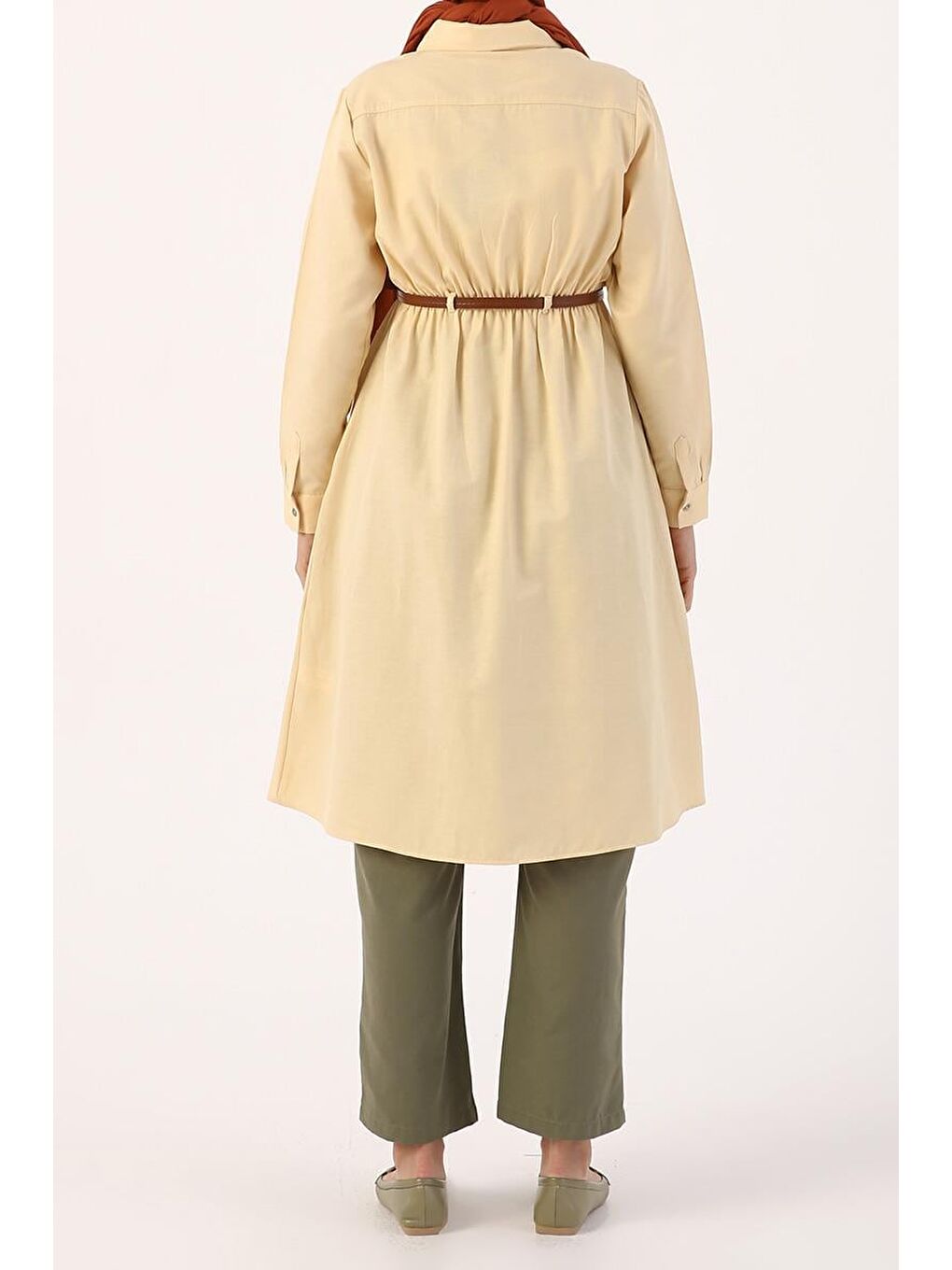 Açık Sarı01 Kemerli Gömlek Tunik-3