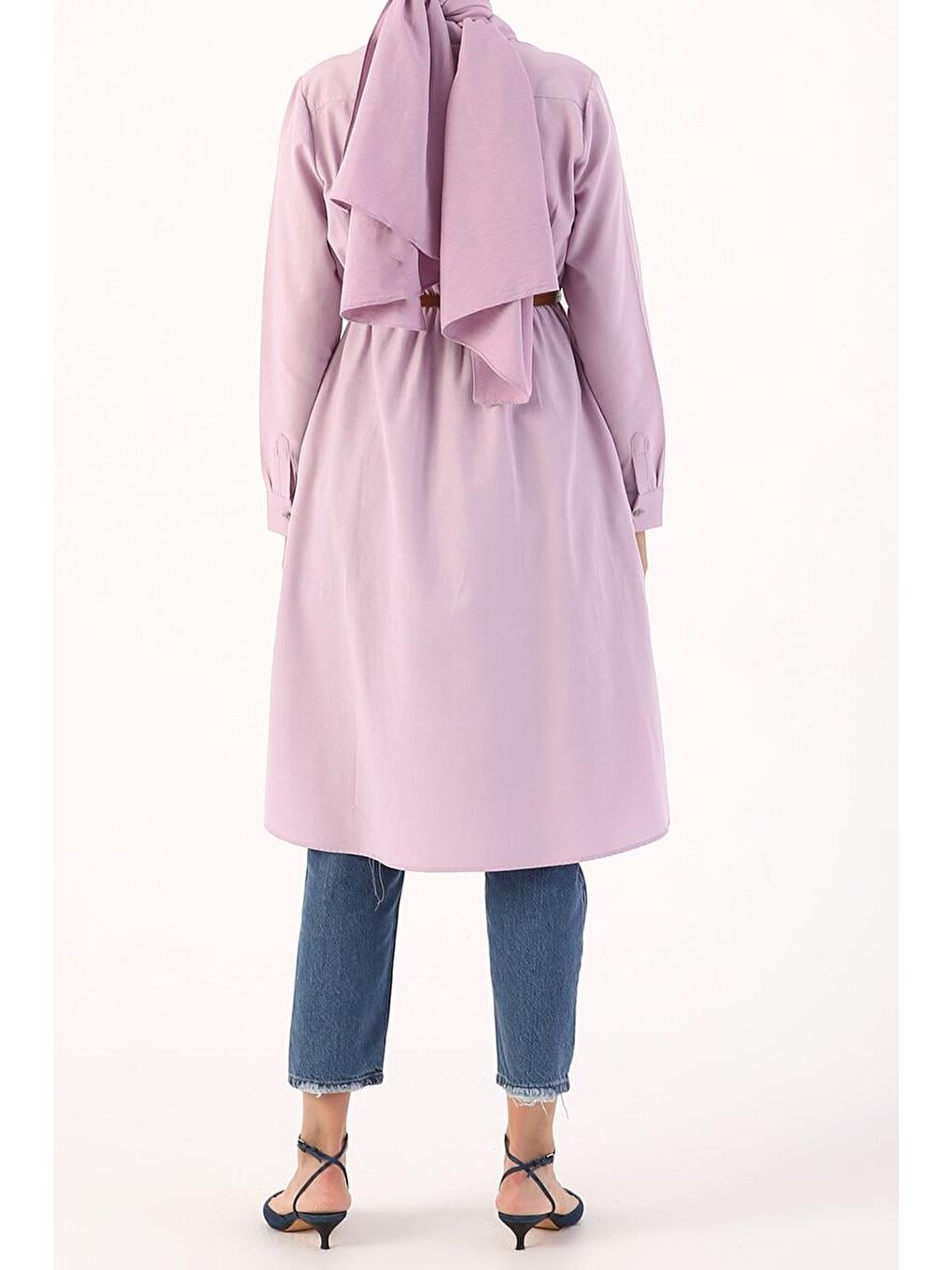 Lila-Kemerli Bel Lastikli Gömlek-3