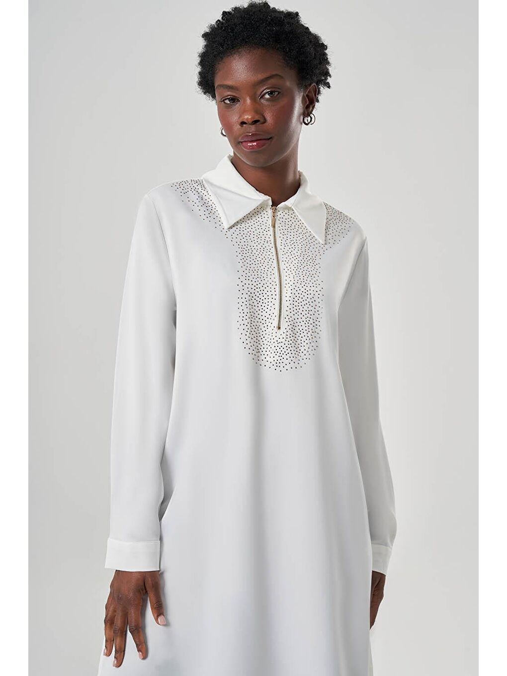 Sinyorita Uzun Ekru Tunik-1