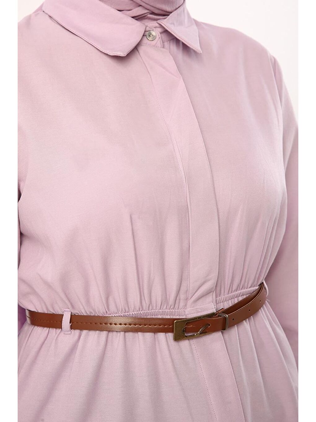 Lila-Kemerli Bel Lastikli Gömlek-4