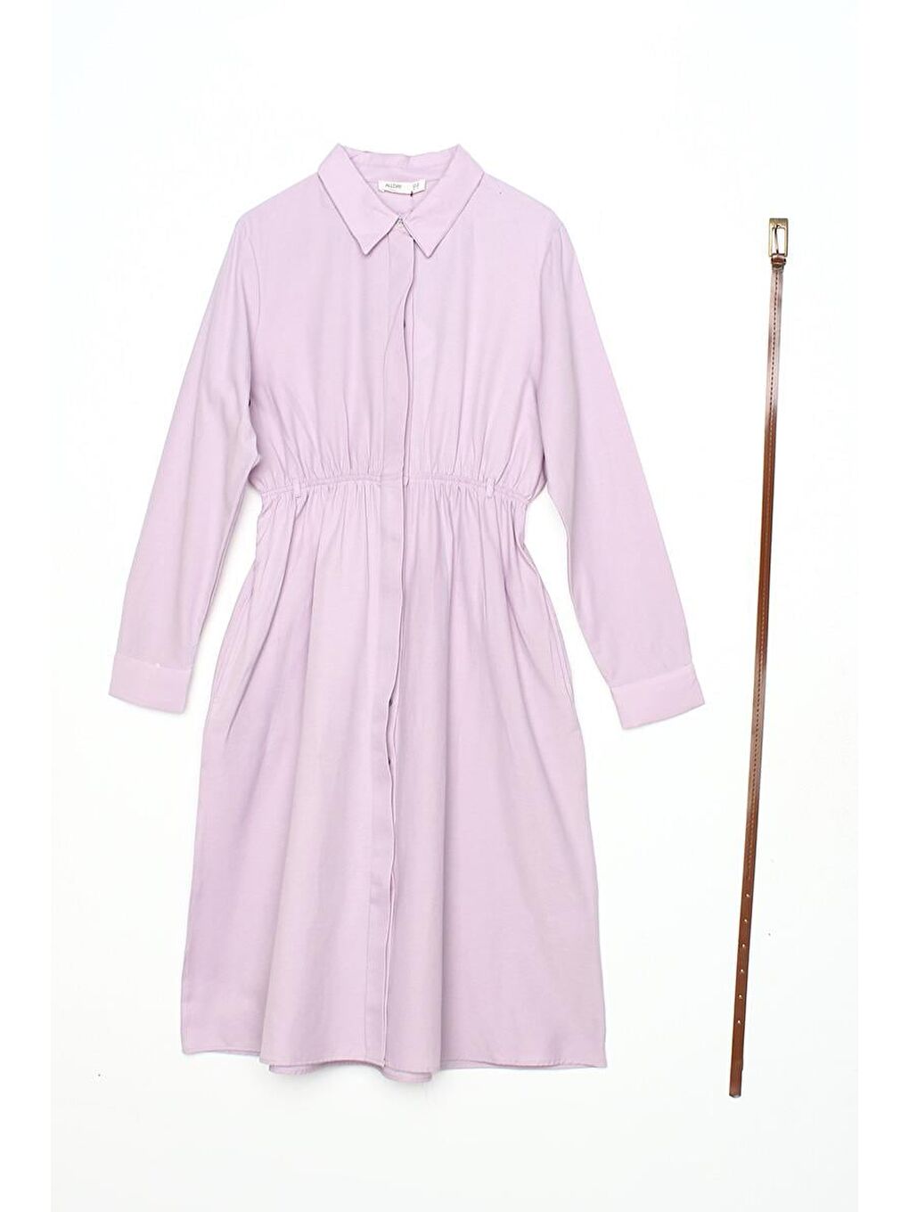 Lila-Kemerli Bel Lastikli Gömlek-5