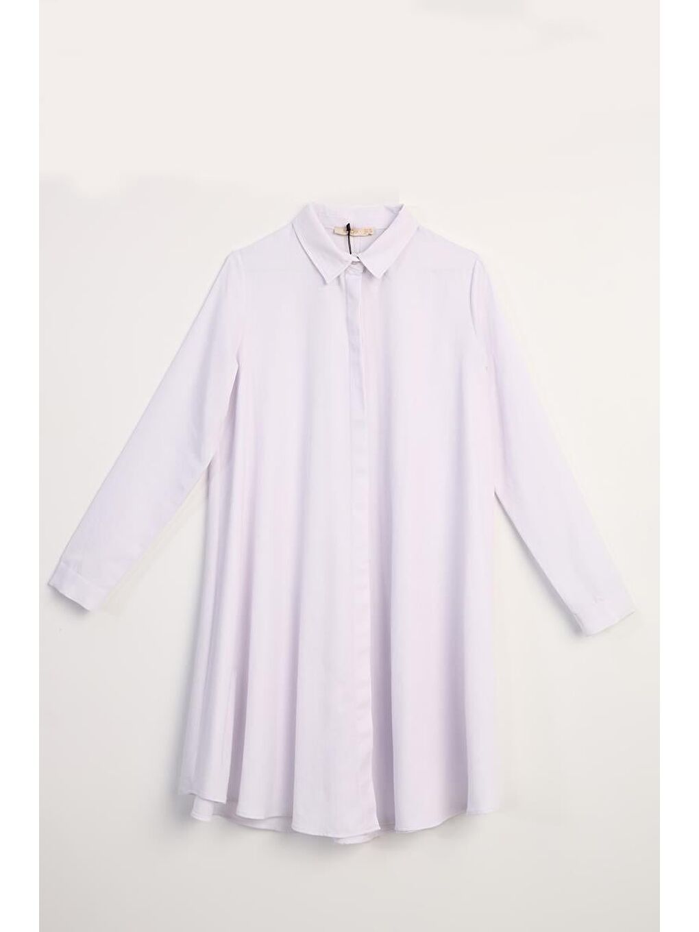 Beyaz Basic Kloş Gömlek Tunik-4