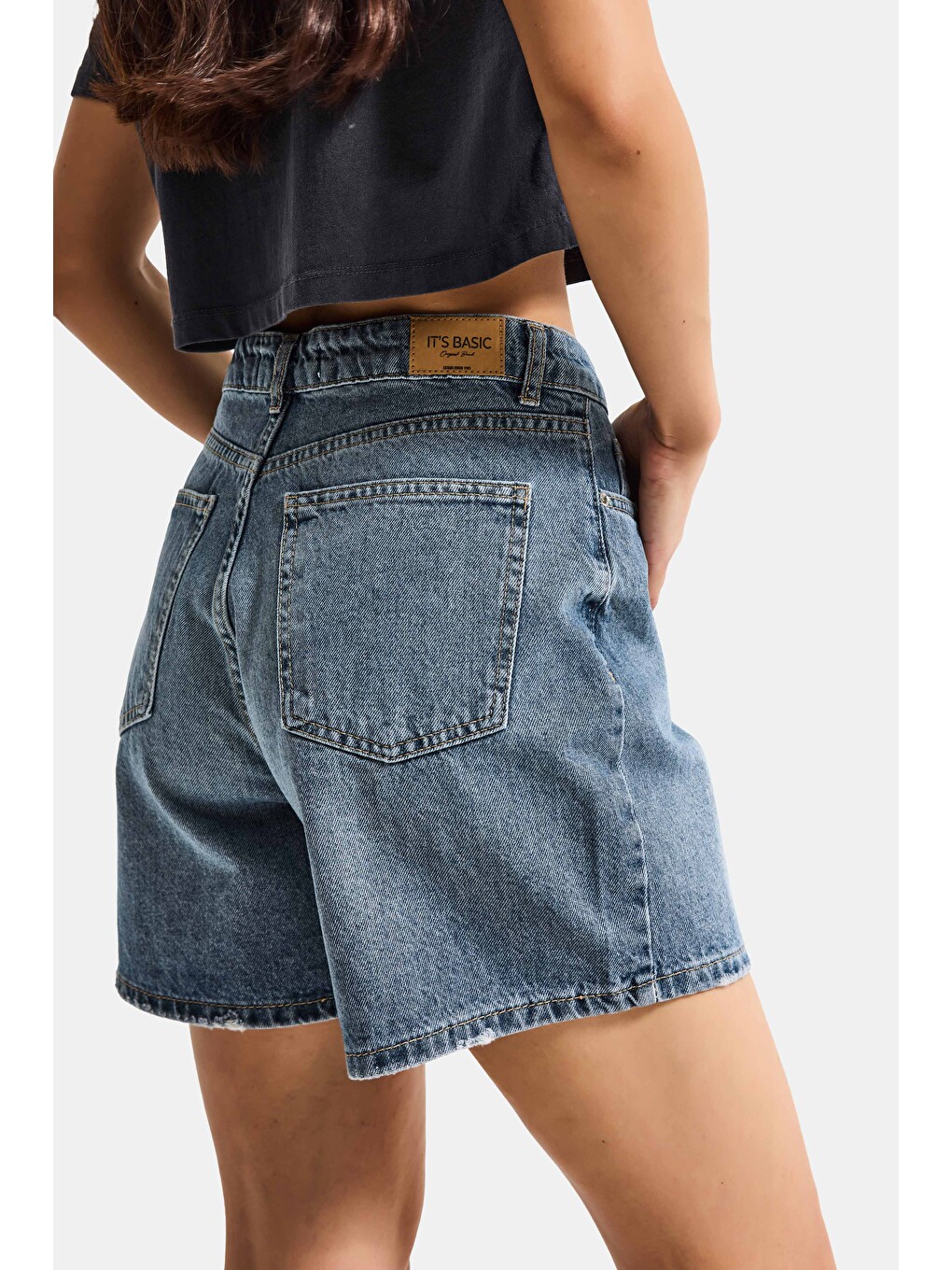 Mavi Kadın Koyu Jean Rengi 2s6-125 Mom Fit Midi Boy %100 Pamuk Denim Şort-1