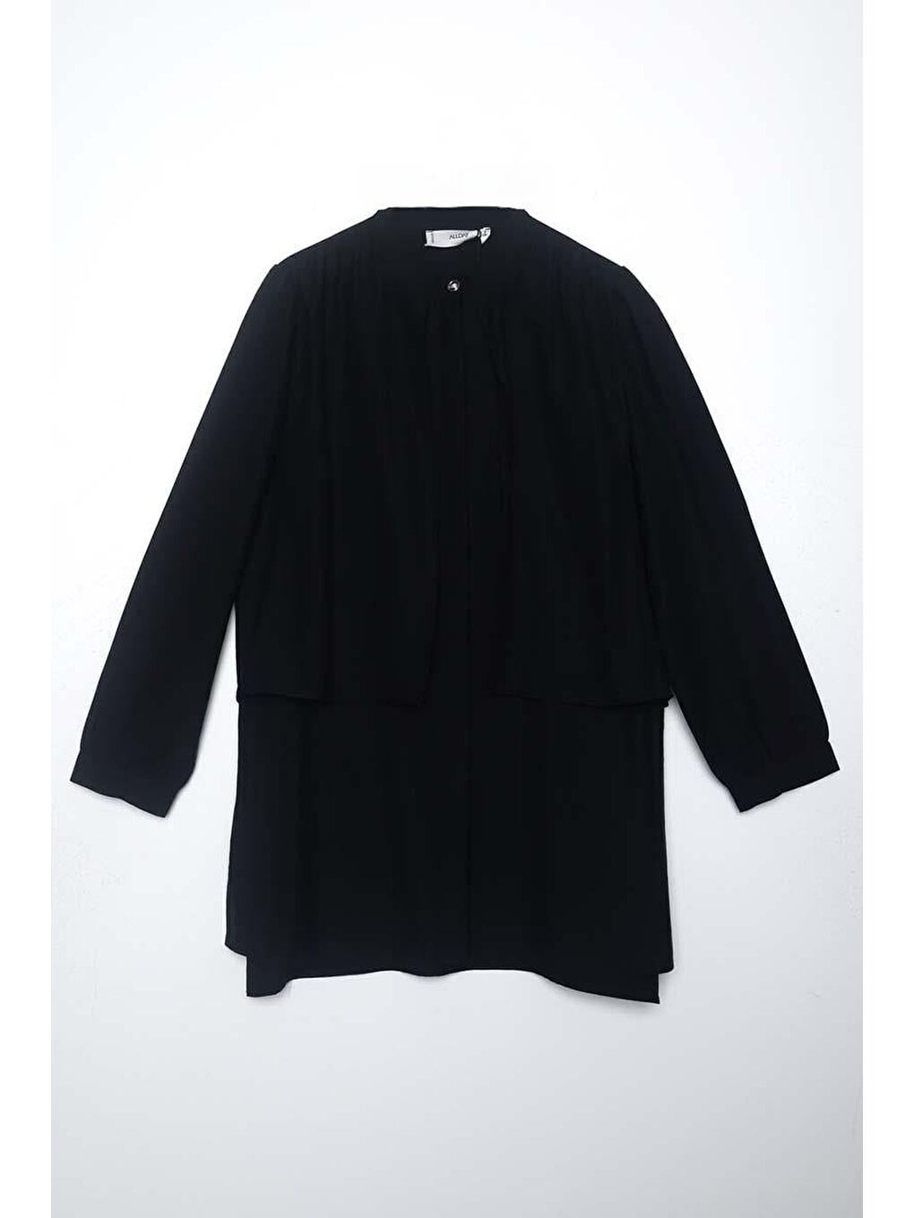 Siyah-Dökümlü Rüzgarlıklı Gömlek-6