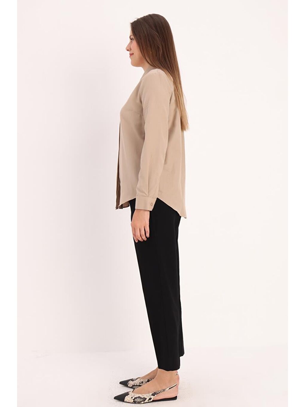 Bej Taş Basic Gizli Patlı Gömlek-2