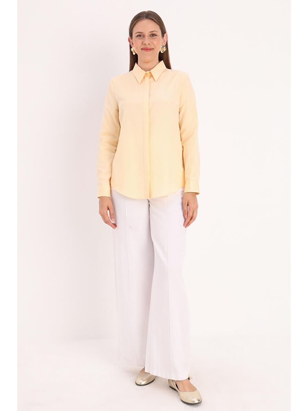 Sarı Basic Gizli Patlı Gömlek-1