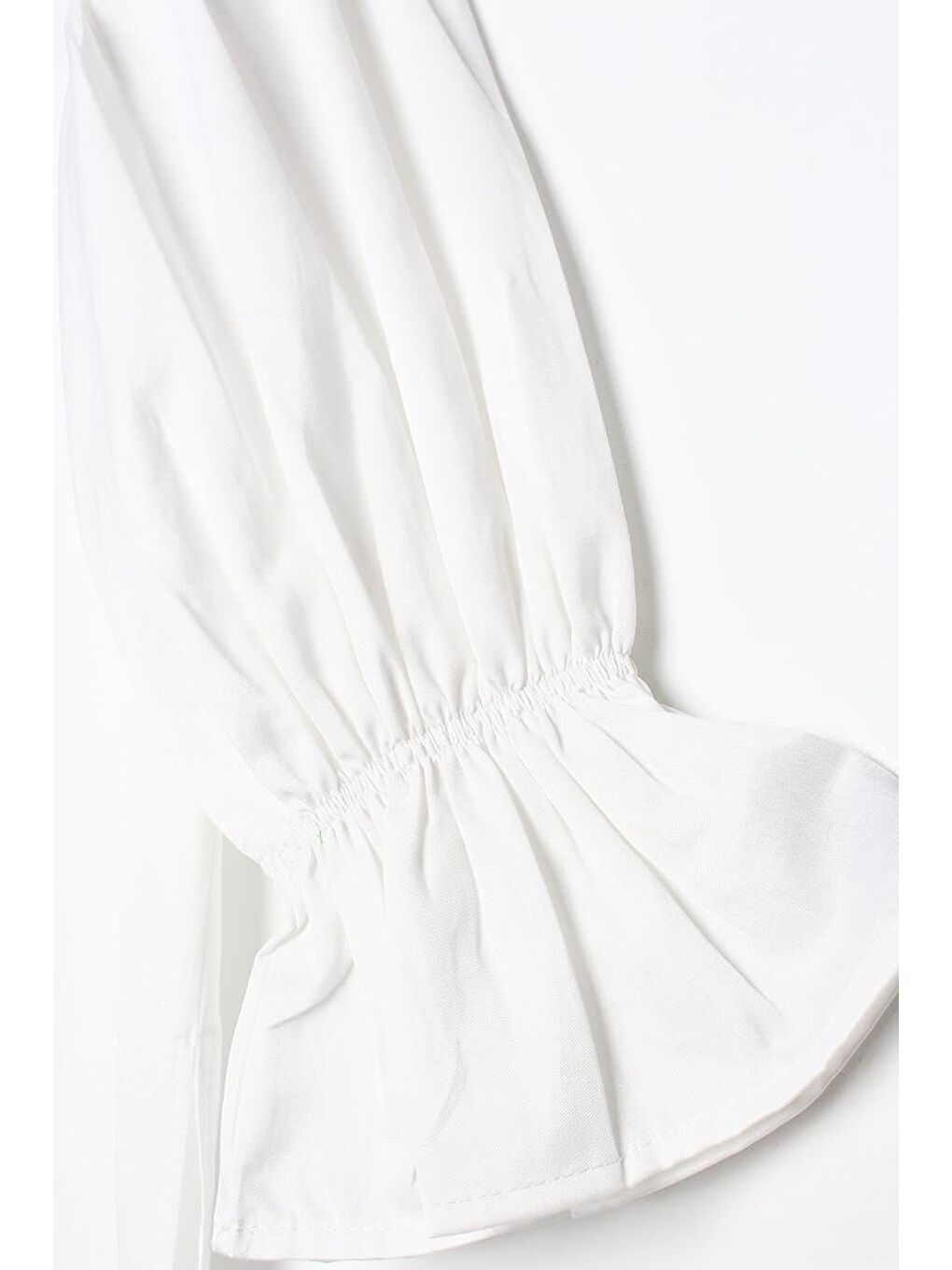 Ekru-Kolu Lastikli Fırfır Detaylı Tunik-6