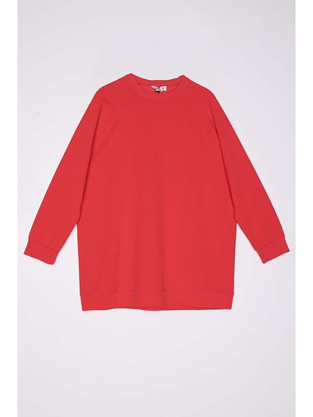 Kırmızı-Bisiklet Yaka Reglan Kol Elastanlı Sweat-7