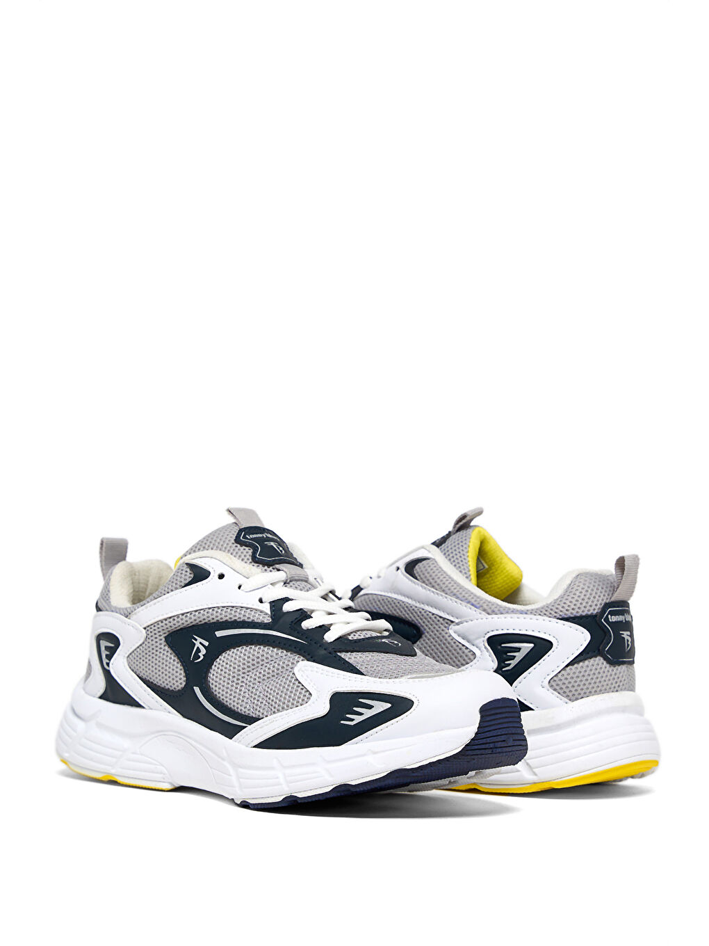 Unisex Gri Lacivert Rahat Kalıp Yüksek Faylon Taban Bağcıklı Spor Ayakkabı-1