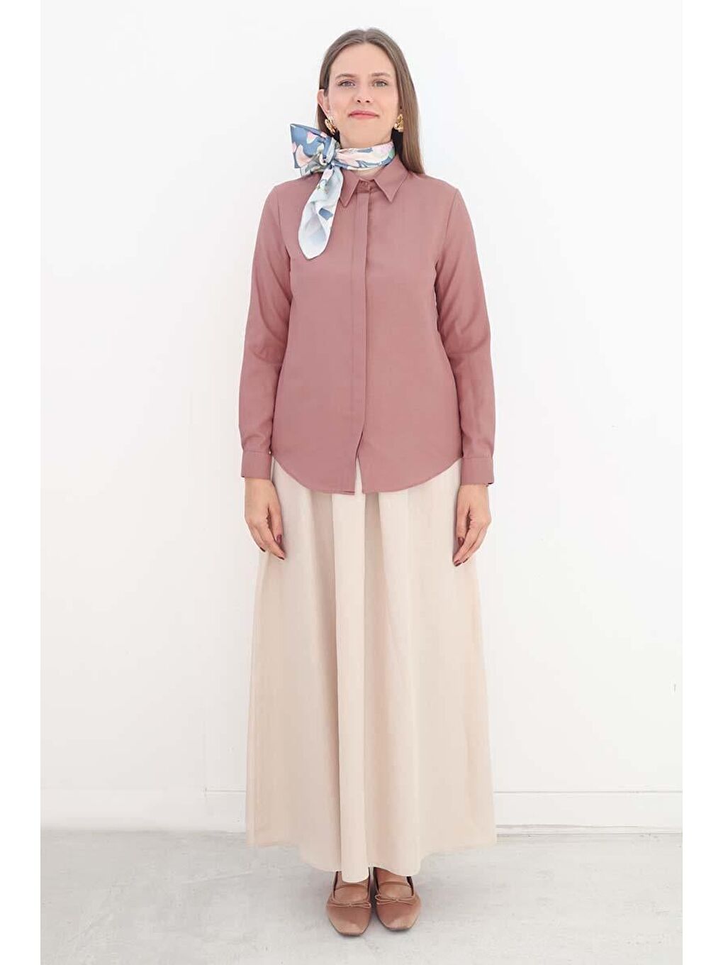 Pembe Gül Kurusu Basic Gizli Patlı Gömlek-1