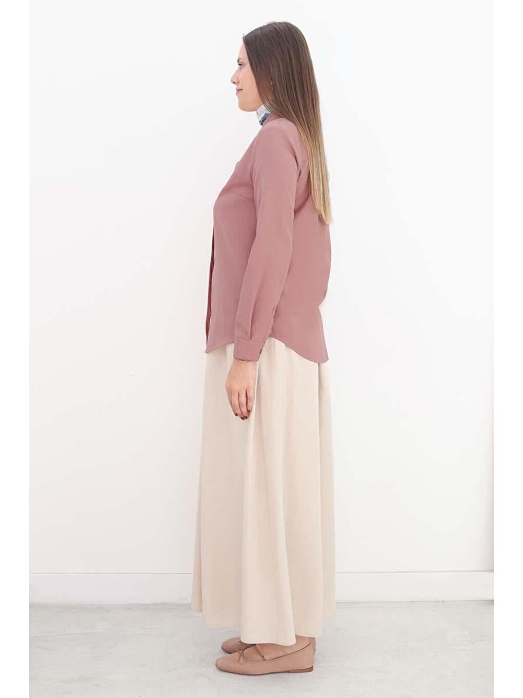 Pembe Gül Kurusu Basic Gizli Patlı Gömlek-2