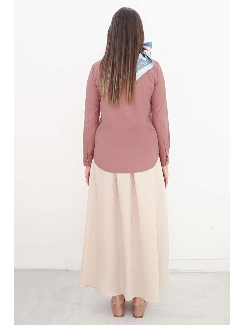 Pembe Gül Kurusu Basic Gizli Patlı Gömlek-3