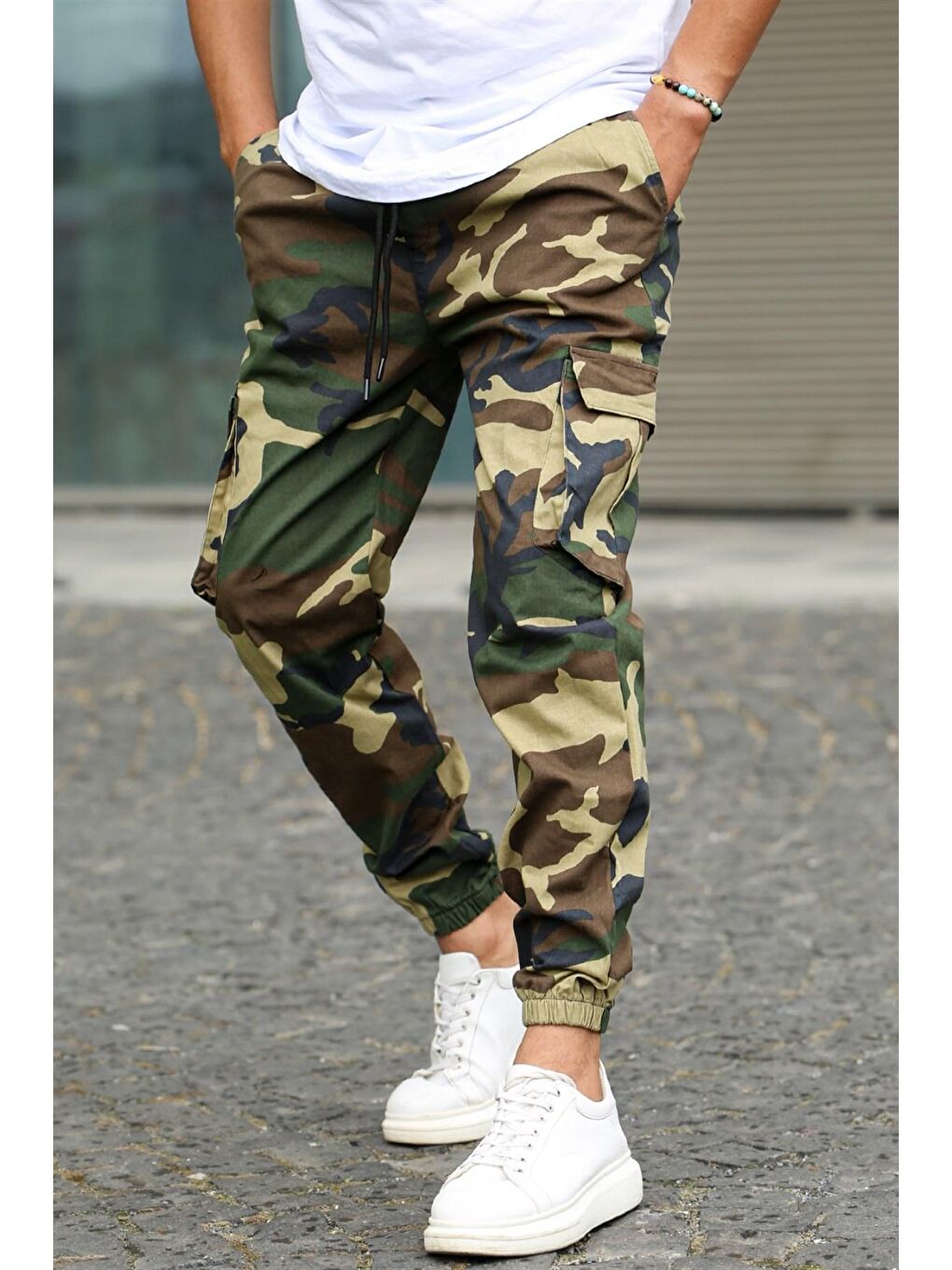 Erkek Kargo Cep Yeşil Kamuflaj Pantolon 5447