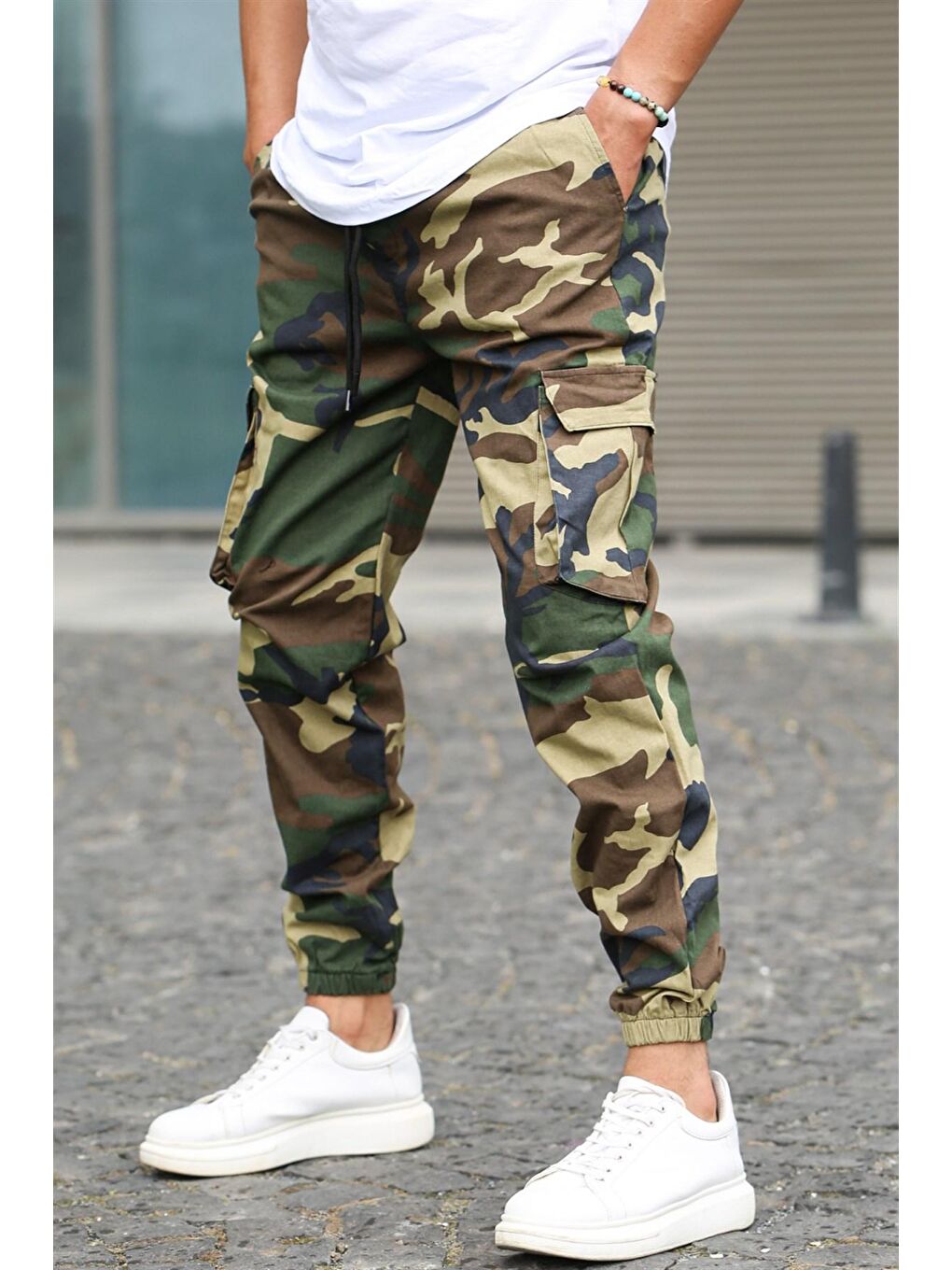 Erkek Kargo Cep Yeşil Kamuflaj Pantolon 5447-1