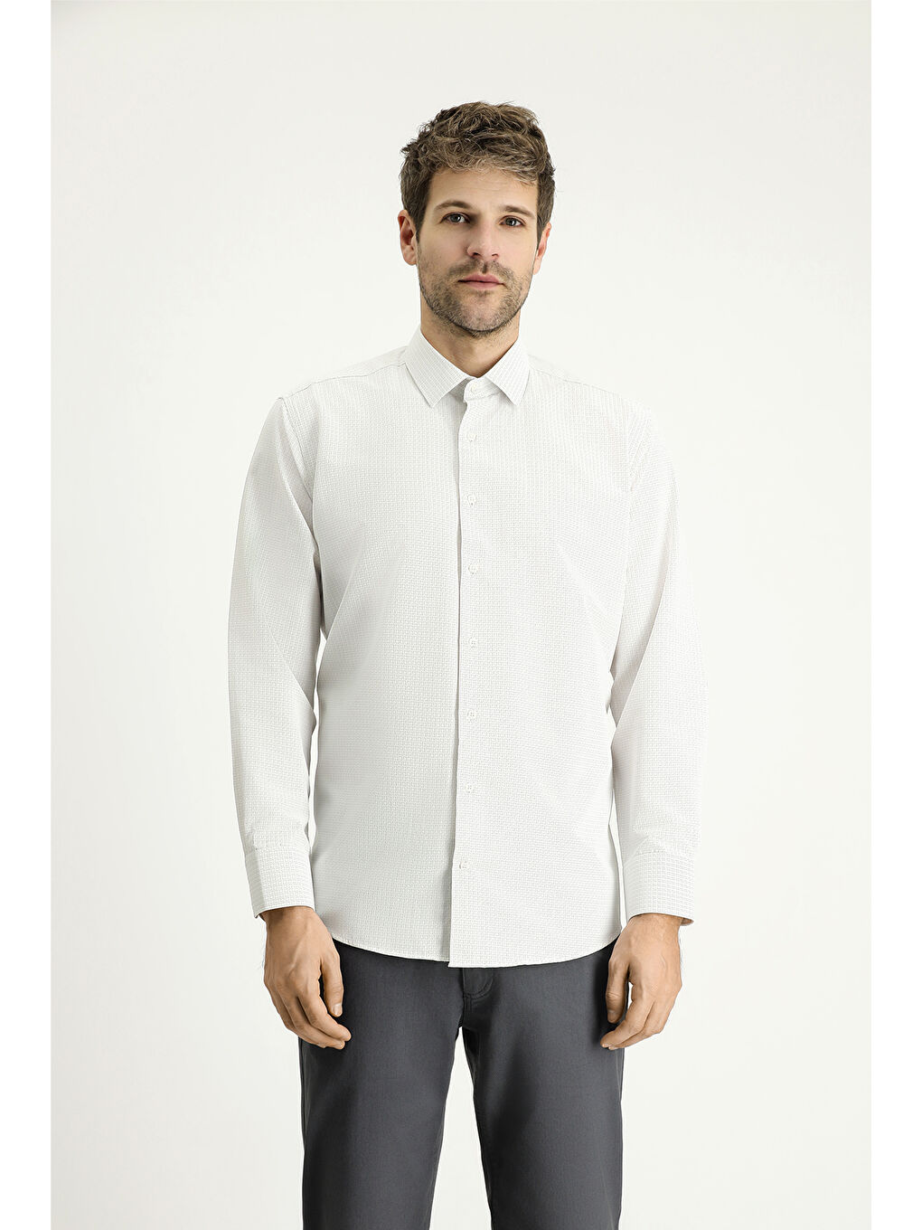 Kahverengi Uzun Kol Regular Fit Desenli Pamuklu Kolay Ütülenebilir Gömlek-2