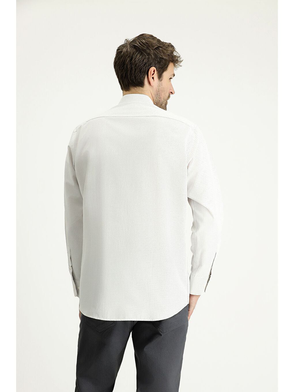 Kahverengi Uzun Kol Regular Fit Desenli Pamuklu Kolay Ütülenebilir Gömlek-3