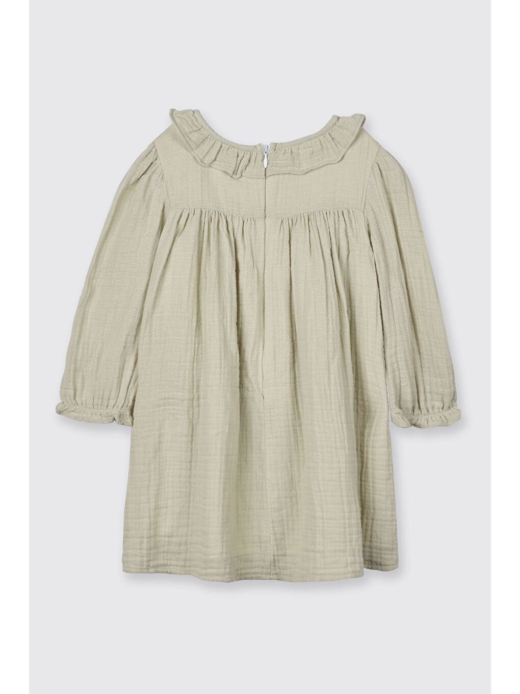 Kız Bebek Gipe Detaylı Müslin Yeşil Elbise-1