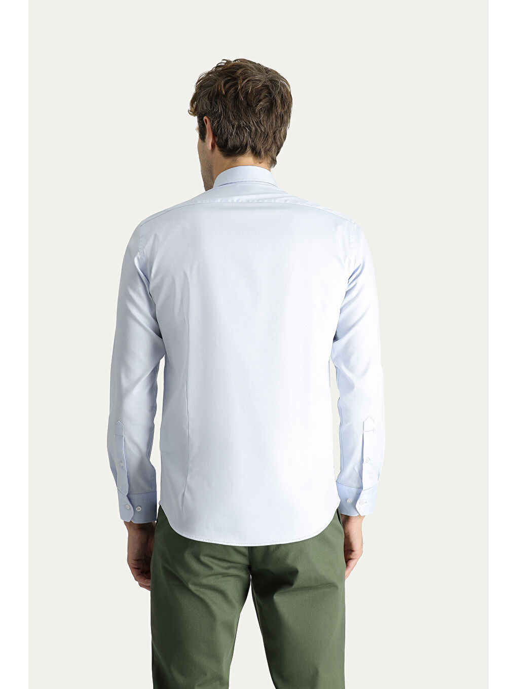 Mavi Uzun Kol Slim Fit Dar Kesim Non Iron Oxford Pamuklu Gömlek-3