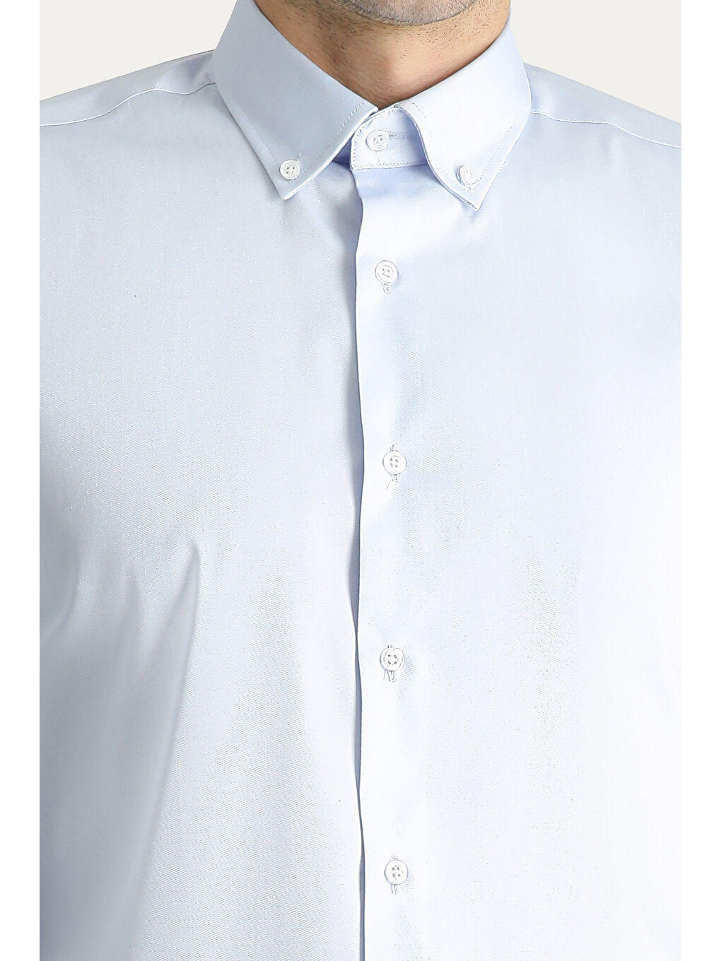 Mavi Uzun Kol Slim Fit Dar Kesim Non Iron Oxford Pamuklu Gömlek-4