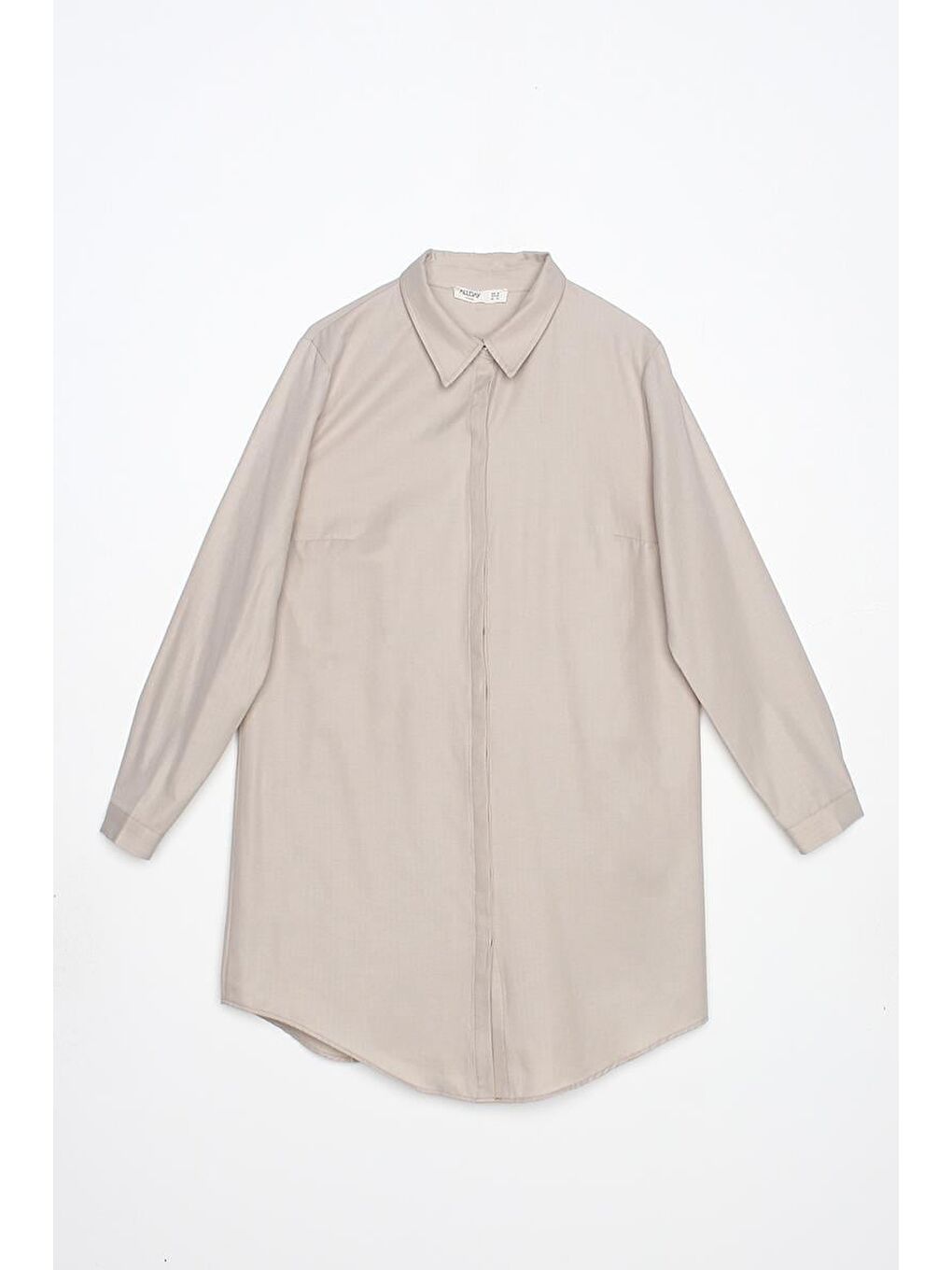 Bej Basic Gizli Patlı Gömlek Tunik-5