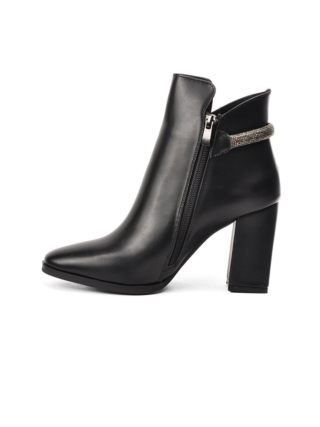 K1037 Siyah Kadın Taşlı Topuklu Bot-1