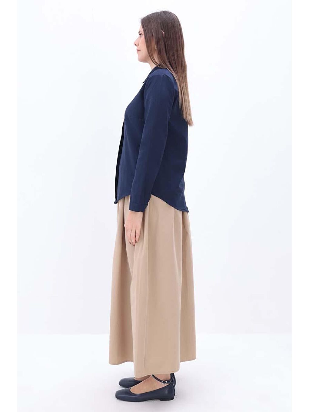 Lacivert Pamuklu Gizli Patlı Gömlek-2